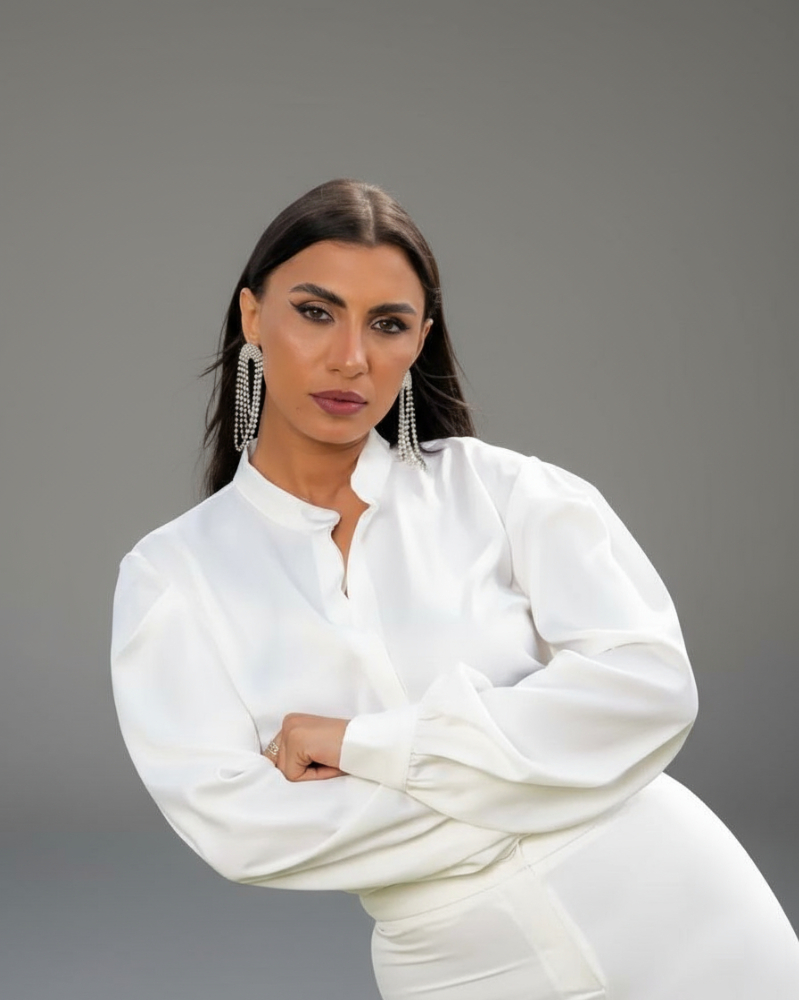 Women&#039;s Elegant Long Sleeve Puff Sleeve Button