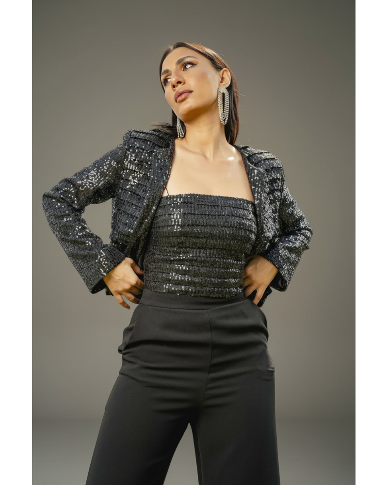 Women&#039;s Sequin Cropped Jacket