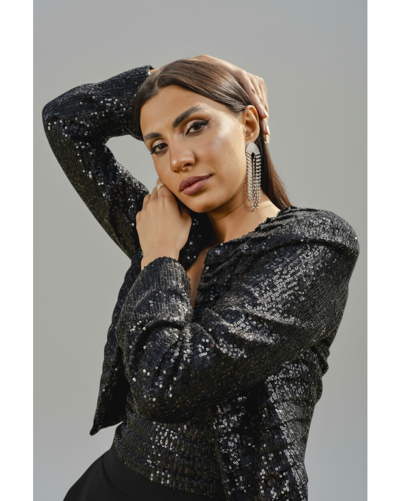 Women&#039;s Sequin Cropped Jacket