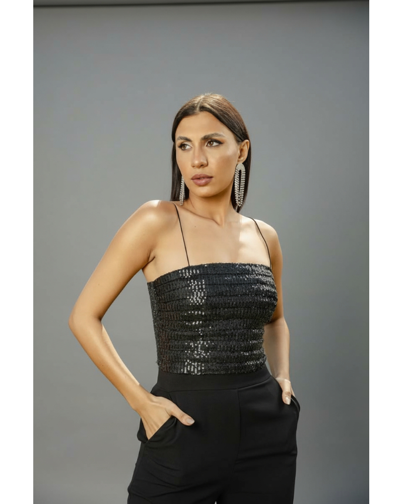 Women&#039;s Sequin Cropped Bandeau Top