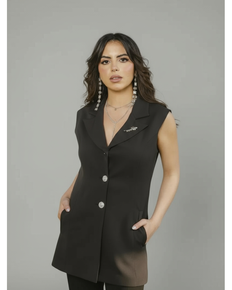 Women&#039;s Longline Sleeveless Blazer Vest