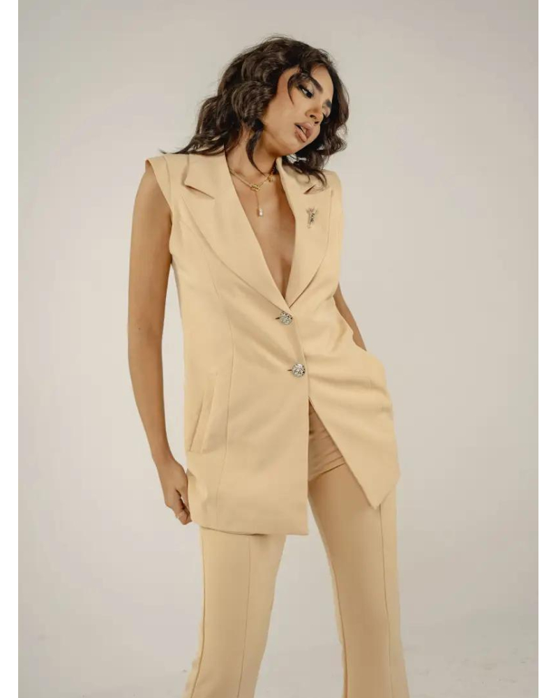 Women&#039;s Longline Sleeveless Blazer Vest