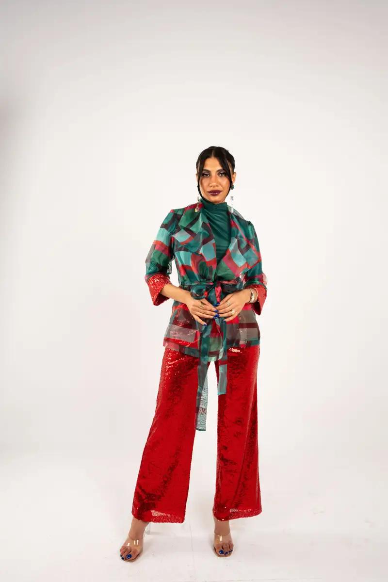 Red Sequin Pants