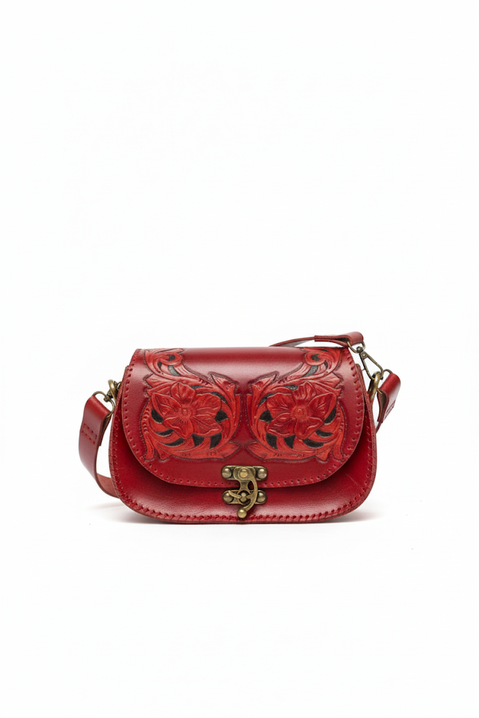 red bag flower carving For Women