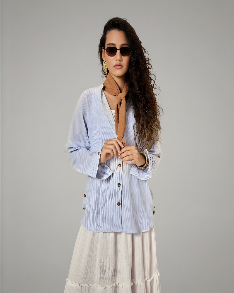 Striped Light Blue Linen Shirt