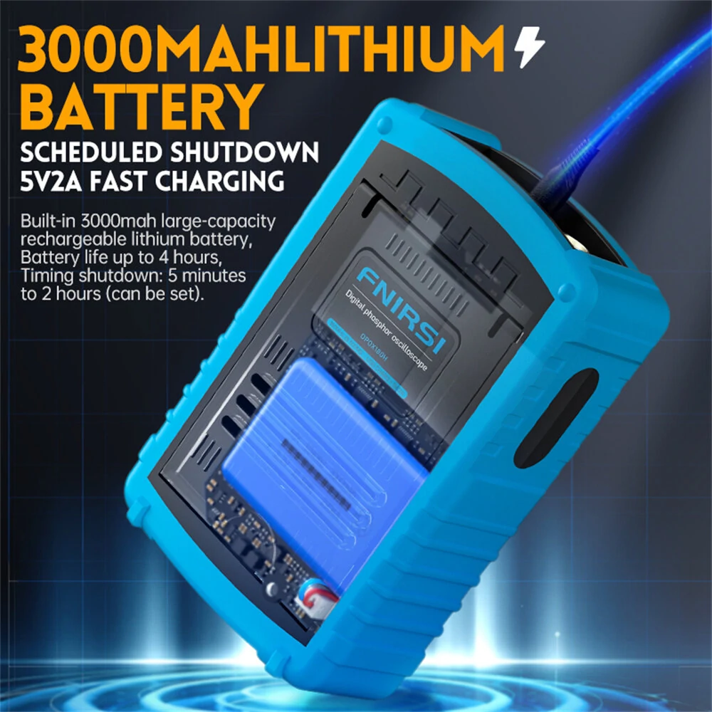 FNIRSI DPOX180H Handheld Phosphor Digital Oscilloscope 180MHz -3DB 50000wfms/s Dual Channel 20Mhz Signal Generator ZOOM XY FFT