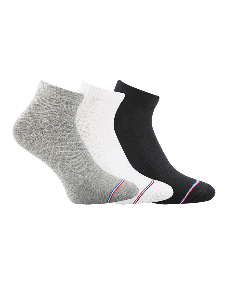 A Pack Of 3 Pieces Plain Short Socks , MultiColoure For Men