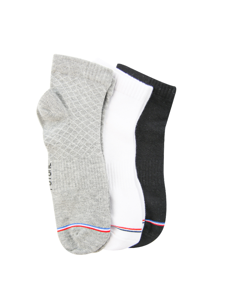 A Pack Of 3 Pieces Plain Short Socks , MultiColoure For Men