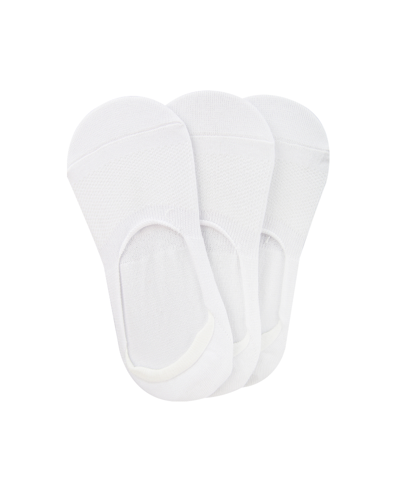 A Pack Of 3 Pieces Invisible Plain Socks White For Men
