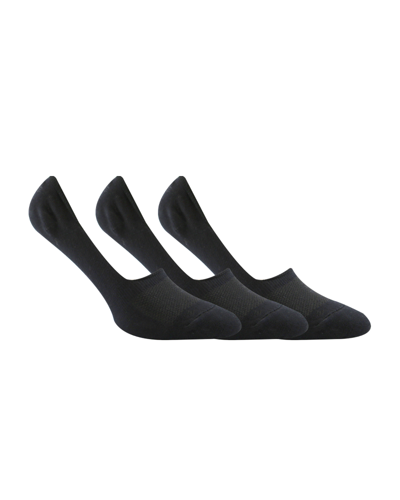 A Pack Of 3 Pieces Invisible Plain Socks Black For Men