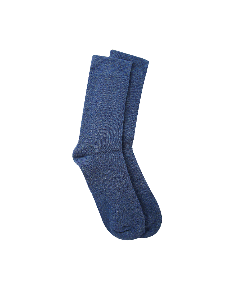 Long Plain Socks Full Terry Navy For Unisex