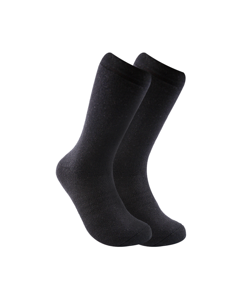 Long Plain Socks Full Terry Black For Unisex