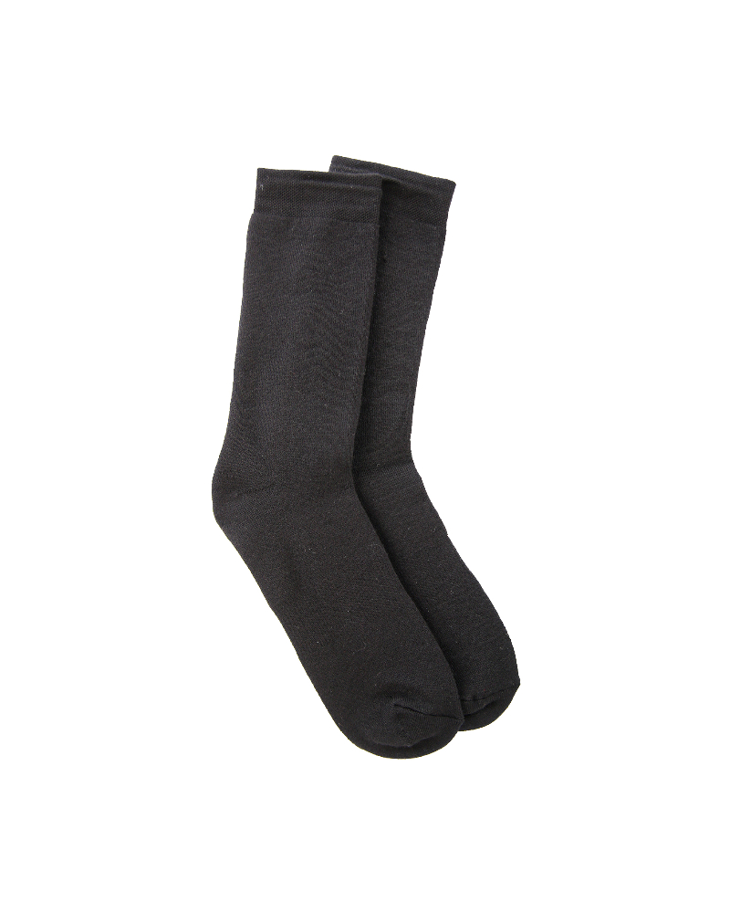 Long Plain Socks Full Terry Black For Unisex