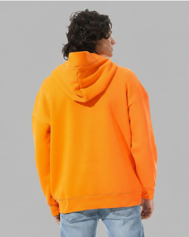 An orange hoodie with a modern cut from Defect