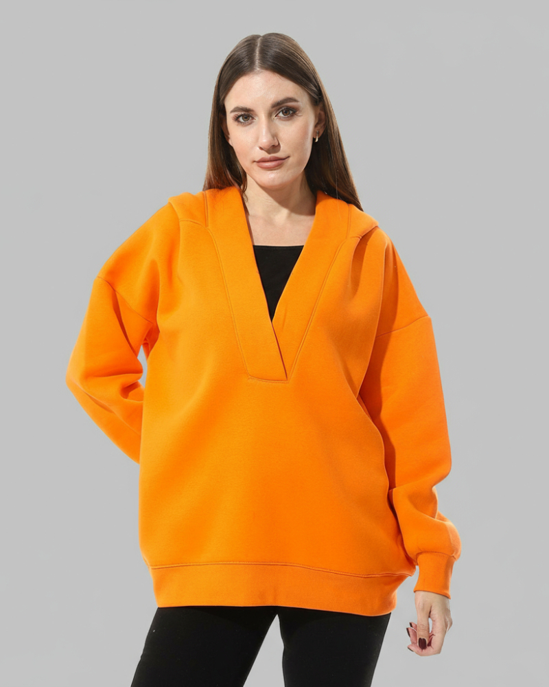 Orange hoodie with a modern cut from Defect